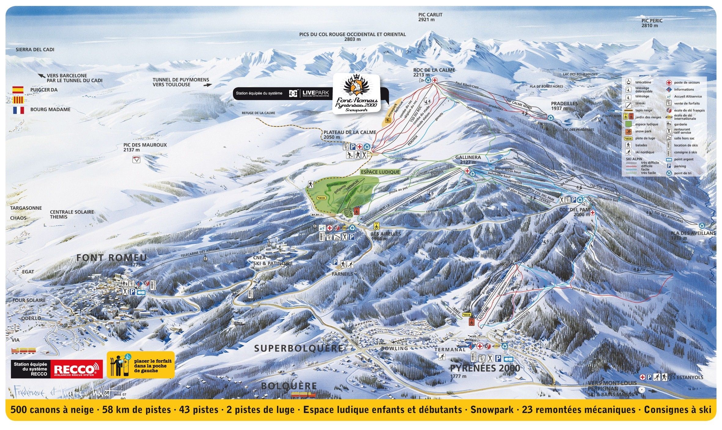 Pistenplan / Karte Skigebiet Font-Romeu, Frankreich