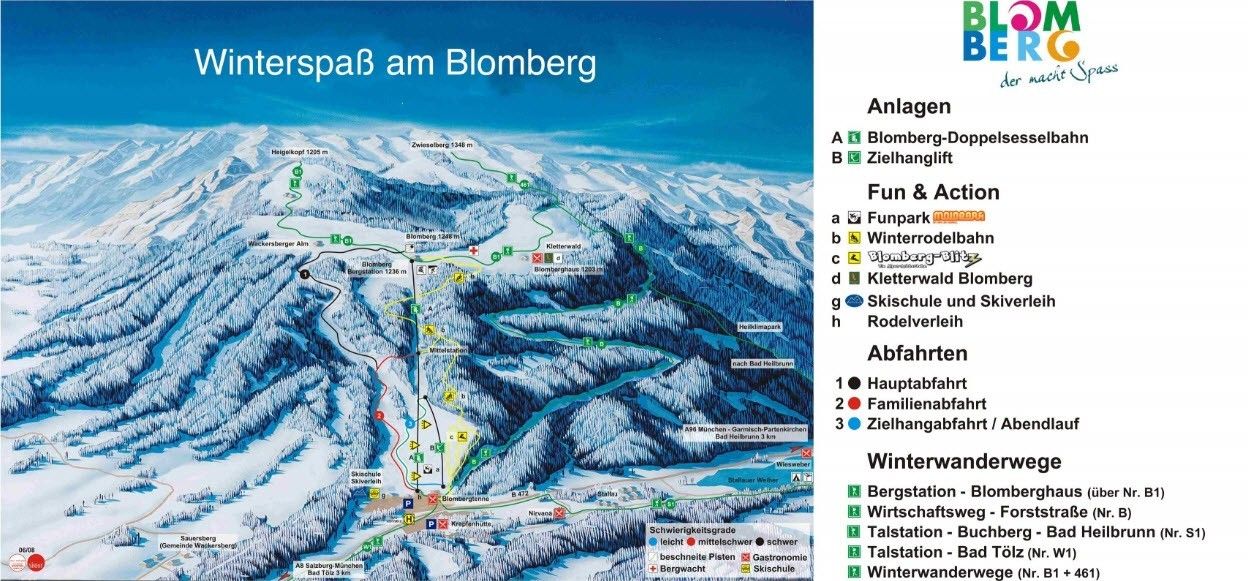 Pistenplan / Karte Skigebiet Bad Tölz, Deutschland