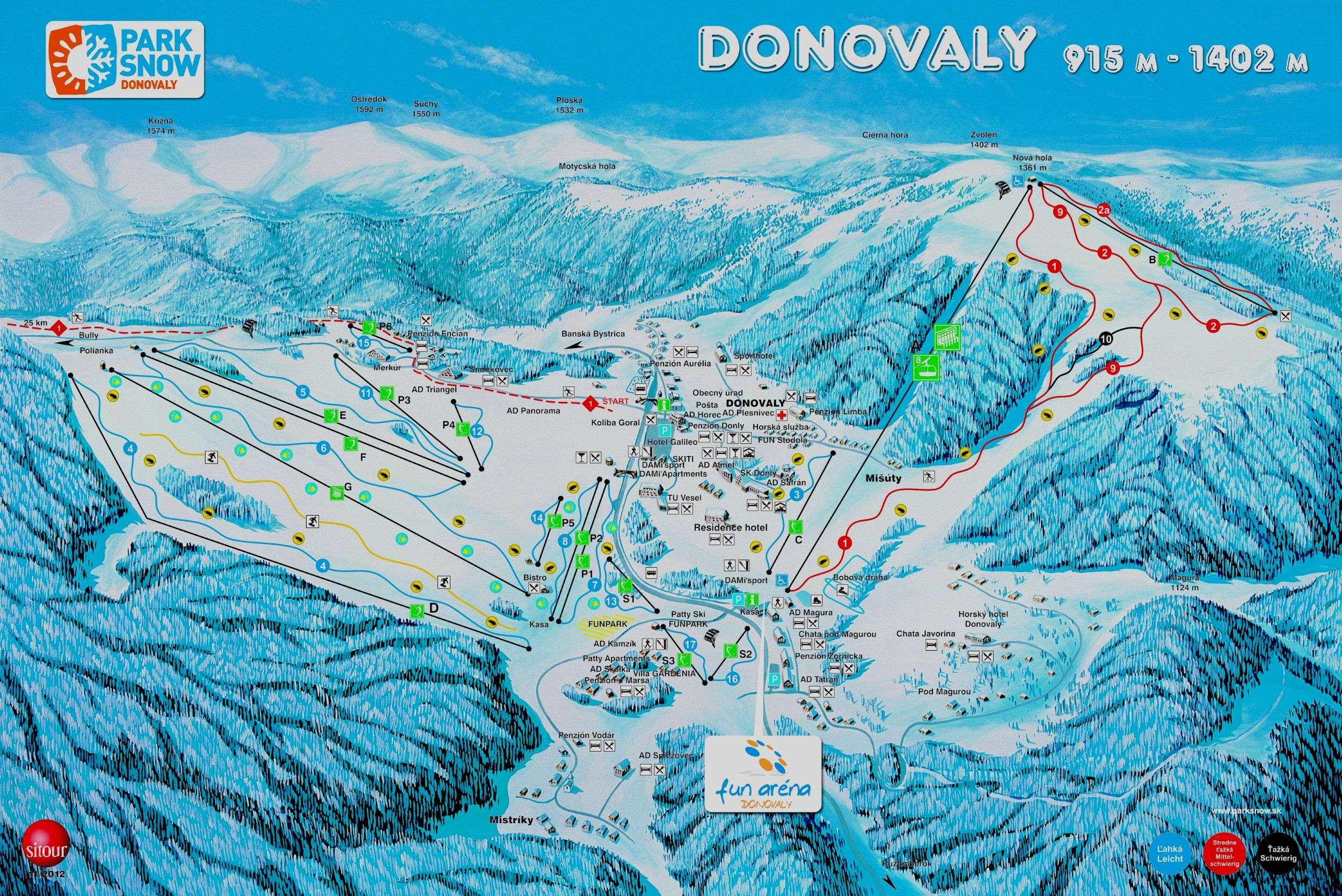 Pistenplan / Karte Skigebiet Donovaly, Slowakei