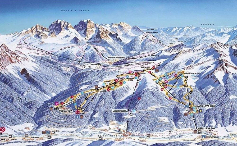 Pistenplan / Karte Skigebiet Commezzadura, Italien