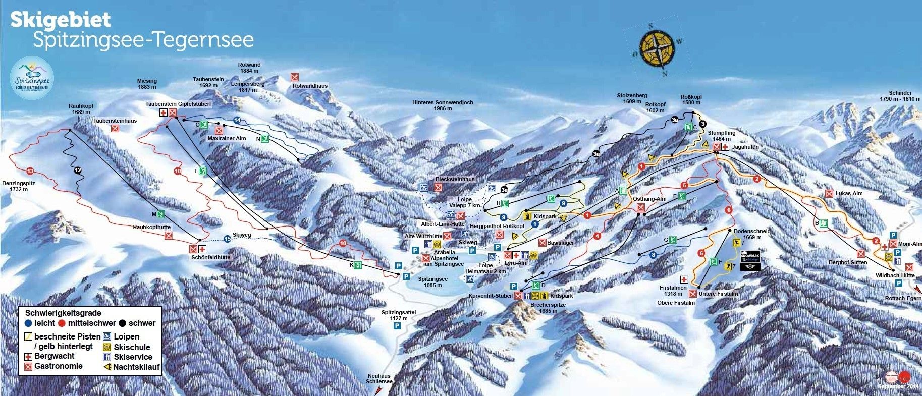 Pistenplan / Karte Skigebiet Bad Wiessee, 
