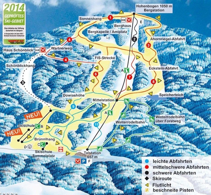 Pistenplan / Karte Skigebiet Neukirchen b. Hl. Blut, Deutschland