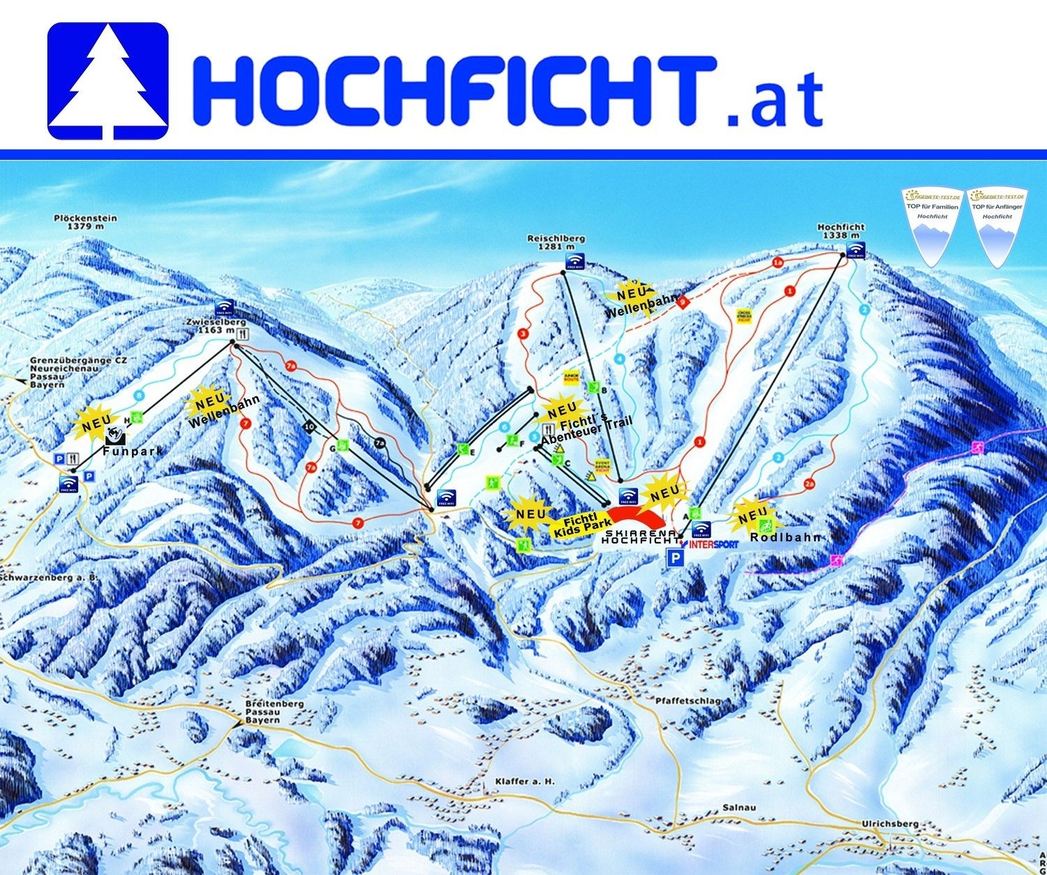 Pistenplan / Karte Skigebiet Wegscheid, Deutschland