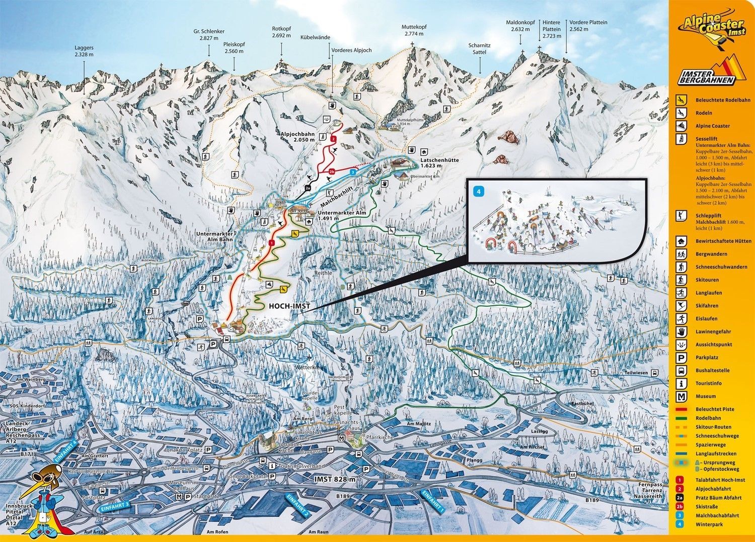 Pistenplan / Karte Skigebiet Tarrenz, Österreich